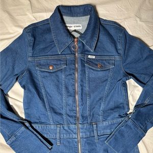 STAUD + WRANGLER THE BODY JUMPSUIT DARK RINSE